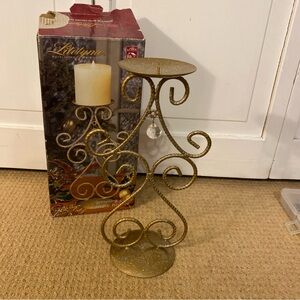 Gold glitter pillar candle holder
